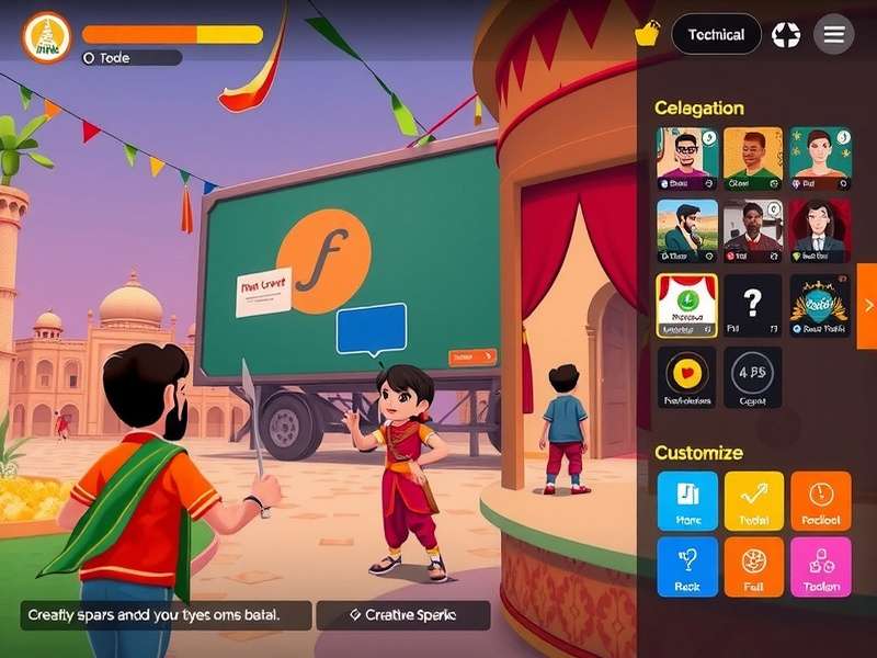 Creative Sparks India gameplay screenshot showing vibrant Indian-themed environment